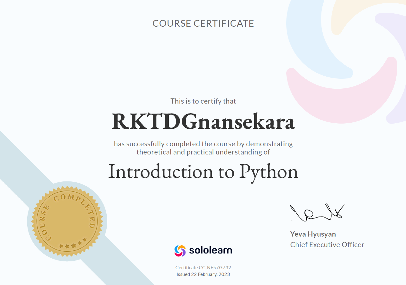 Certificate 9